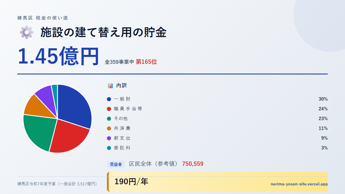 【練馬区の税金 第165位】施設の建て替え用の貯金に1.45億円。中身をやさしく解説